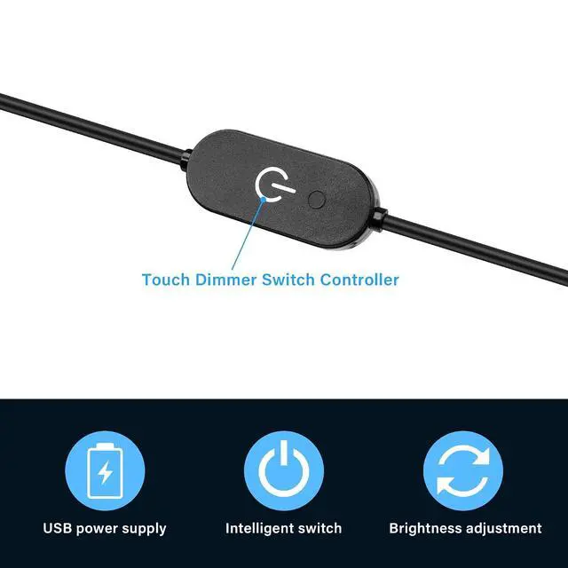 Alt view image 3 of 7 - LED Strip Touch Dimmer 12V 3A USB Male to 3.5x1.35mm DC Male Controller Switch Extension Power Cord Connector Single Colour Dimming Switch Controller for LED Strip Light(3.28ft)