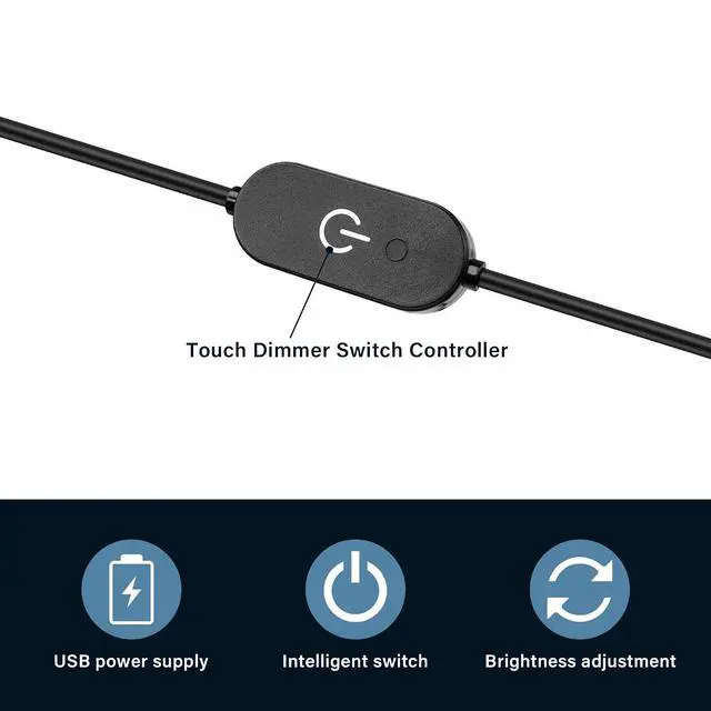 Alt view image 3 of 7 - LED Strip Touch Dimmer 12V 3A USB Male to 5.5x2.5mm DC Male Controller Switch Extension Power Cord Connector Single Colour Dimming Switch Controller for LED Strip Light(3.28ft)