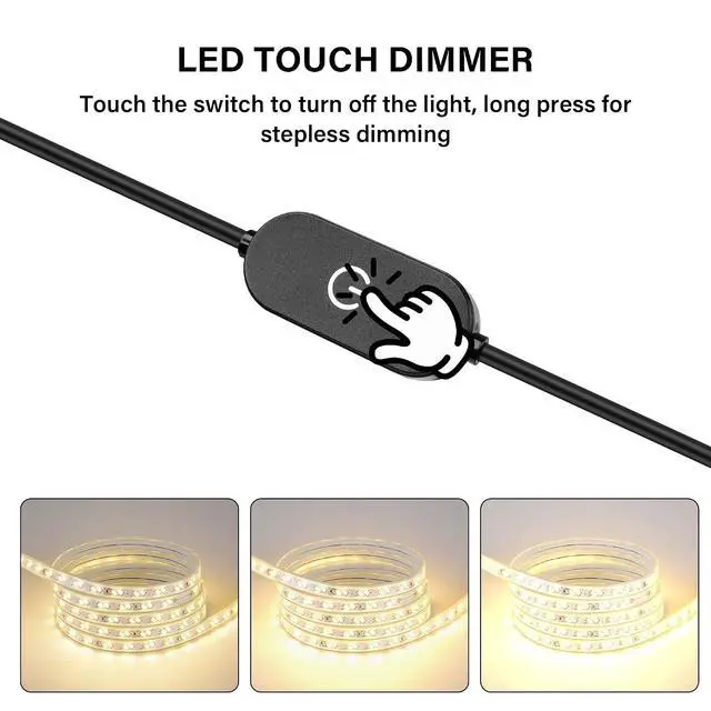 Alt view image 5 of 7 - LED Strip Touch Dimmer 12V 3A USB Male to 3.5x1.35mm DC Male Controller Switch Extension Power Cord Connector Single Colour Dimming Switch Controller for LED Strip Light(3.28ft)