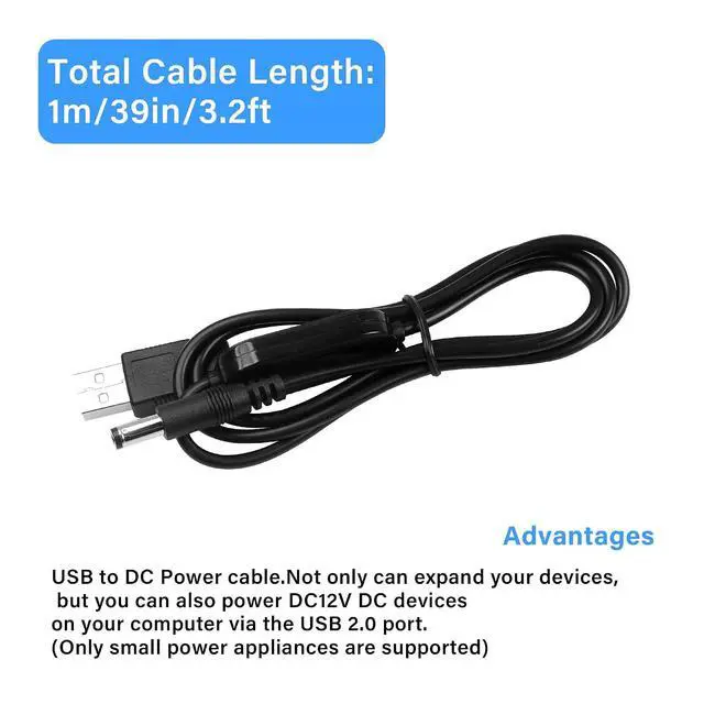 Alt view image 7 of 7 - LED Strip Touch Dimmer 12V 3A USB Male to 5.5x2.5mm DC Male Controller Switch Extension Power Cord Connector Single Colour Dimming Switch Controller for LED Strip Light(3.28ft)