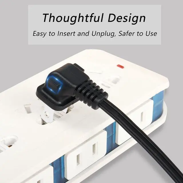 Alt view image 4 of 7 - 6Ft 90 Degree 2 Prong Polarized Y Split Power Cord, 2 Slot to Dual IEC320 C7 AC Wall Cable for Radio/CD Players,Blu-ray Players,Amplifiers,Boom Boxes,TV,1.8m,Right Angle