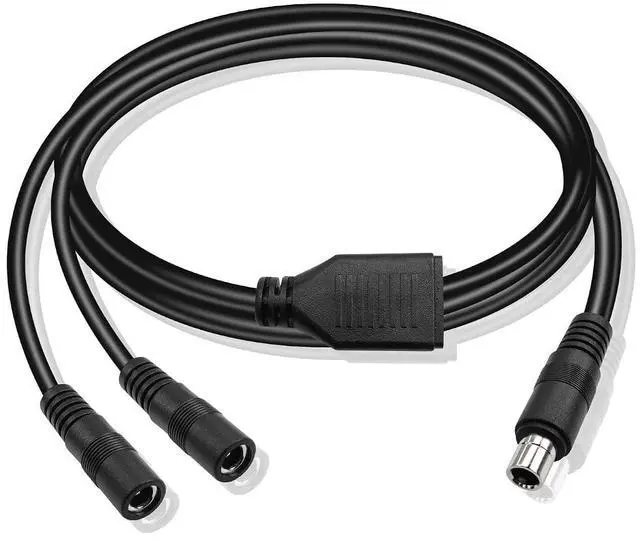 Main image of DC8020 to DC5521 Extension Cable 14awg DC8.0mm x 2.0mm Male Connector to Dual DC 5.5mmx2.1mm Female Adapter Cable for Portable Power Station, Solar Generators1m (Male to 2 Female)