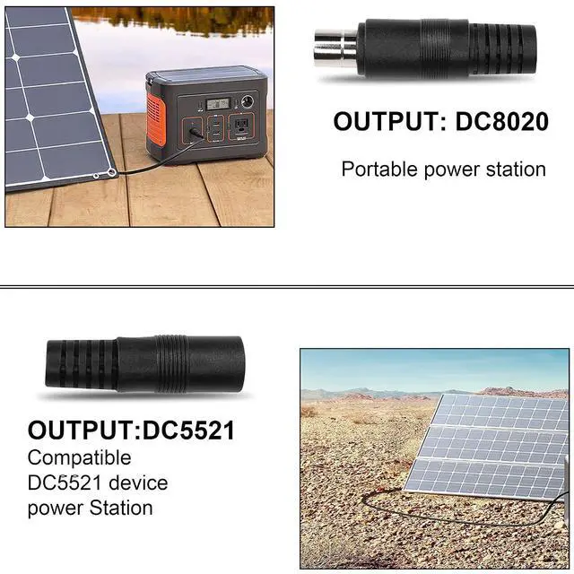 Alt view image 5 of 7 - DC8020 to DC5521 Extension Cable 14awg DC8.0mm x 2.0mm Male Connector to Dual DC 5.5mmx2.1mm Female Adapter Cable for Portable Power Station, Solar Generators1m (Male to 2 Female)