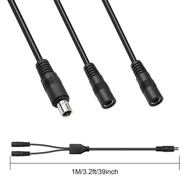 Alt view image 7 of 7 - DC8020 to DC5521 Extension Cable 14awg DC8.0mm x 2.0mm Male Connector to Dual DC 5.5mmx2.1mm Female Adapter Cable for Portable Power Station, Solar Generators1m (Male to 2 Female)