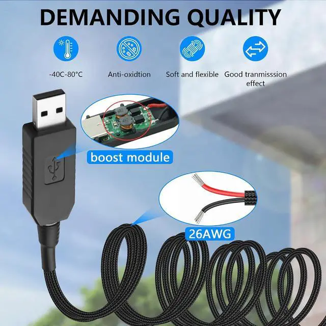Alt view image 3 of 7 - USB to 3/4 Pin Step-Up Fan Power Cable DC5V to DC12V USB-A Male to 3/4 Pin Male Chassis Fan Cable for CPU Fans,Chassis Fans etc(21.26 Inch) (1 to 3)