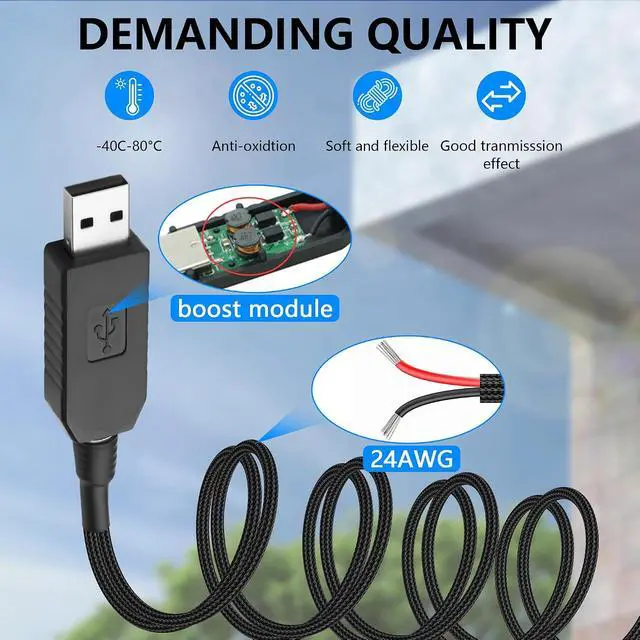 Alt view image 3 of 7 - USB to 3/4 Pin Step-Up Fan Power Cable DC5V to DC12V USB-A Male to 3/4 Pin Male Chassis Fan Cable for CPU Fans,Chassis Fans etc(21.26 Inch) (1 to 2)