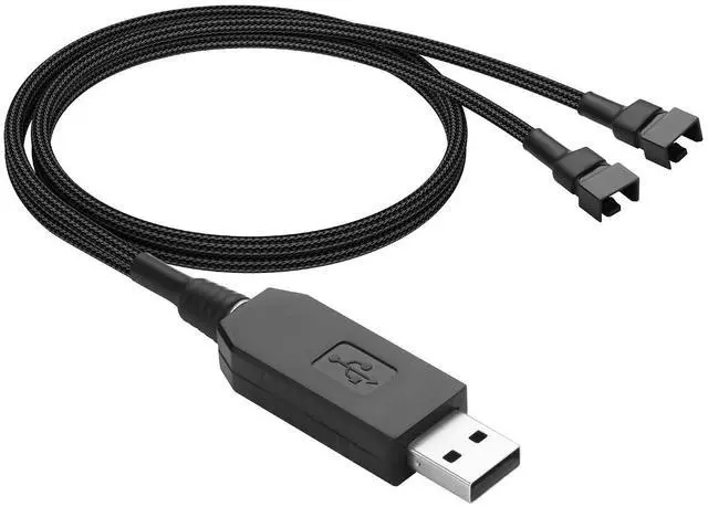 Main image of USB to 3/4 Pin Step-Up Fan Power Cable DC5V to DC12V USB-A Male to 3/4 Pin Male Chassis Fan Cable for CPU Fans,Chassis Fans etc(21.26 Inch) (1 to 2)