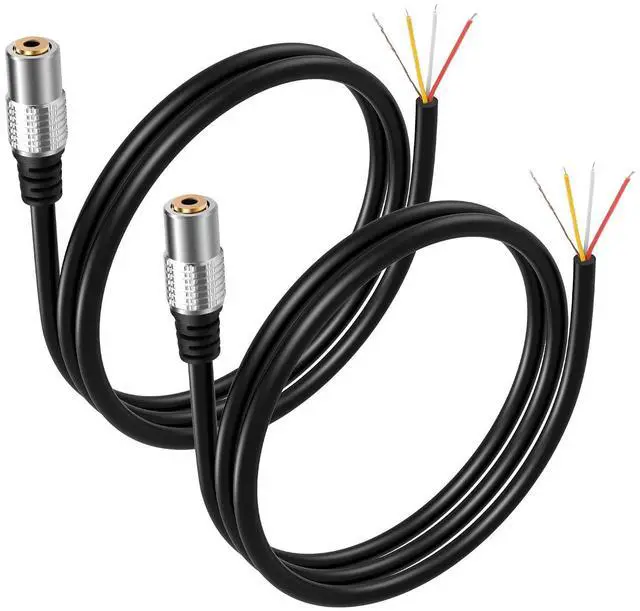 Main image of 2 PCS 3.5mm TRRS Female to Bare Cable 1/8" 3.2Ft Audio Extension Cable for Laptops, Desktop, PCs, Guitars, DVDs, Mixers, Speakers