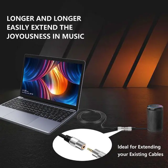 Alt view image 2 of 5 - 2 PCS 3.5mm TRRS Female to Bare Cable 1/8" 3.2Ft Audio Extension Cable for Laptops, Desktop, PCs, Guitars, DVDs, Mixers, Speakers