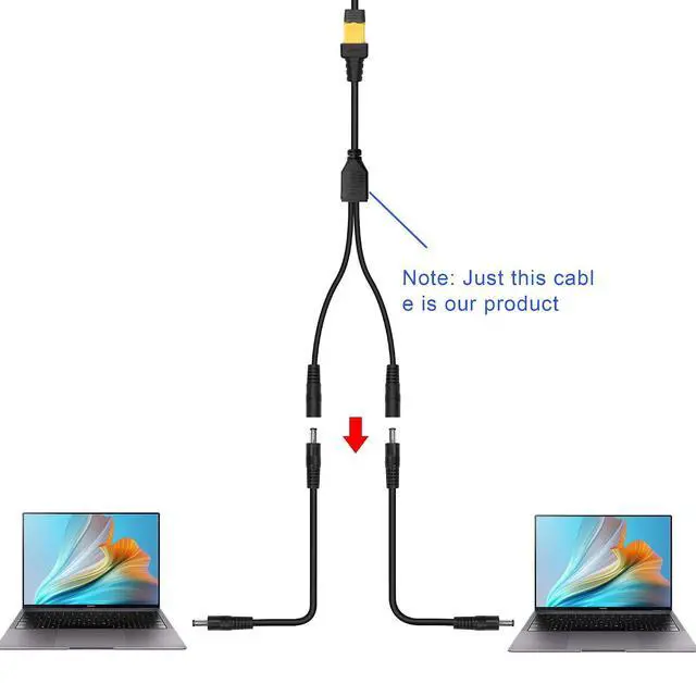 Alt view image 3 of 6 - XT60 to DC5521 Y Splitter Adapter Cable XT60 Female Plug to Dual DC 5.5mm x 2.1mm Female Plug Power Cable for Lawnmowers,Drones,IP Cameras,etc(3.2FT) (xt60 to dc551)
