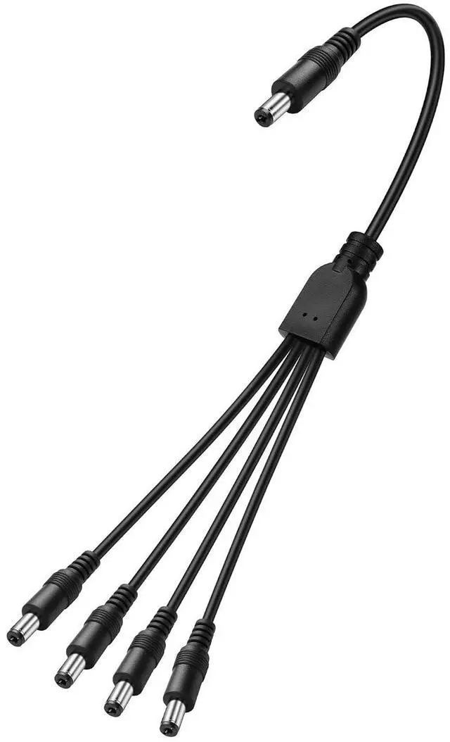 Main image of DC5521 Splitter Power Cable 1 Male to 4 Male DC5.5mm x 2.1mm Adapter Splitter Extension Cable for Camera,LED Strip Light,Laptops etc(27.5 Inch)