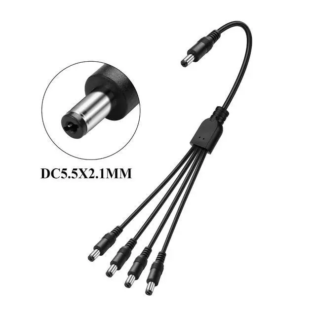 Alt view image 3 of 6 - DC5521 Splitter Power Cable 1 Male to 4 Male DC5.5mm x 2.1mm Adapter Splitter Extension Cable for Camera,LED Strip Light,Laptops etc(27.5 Inch)