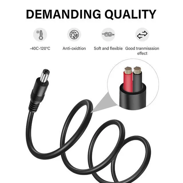 Alt view image 4 of 6 - DC5521 Splitter Power Cable 1 Male to 4 Male DC5.5mm x 2.1mm Adapter Splitter Extension Cable for Camera,LED Strip Light,Laptops etc(27.5 Inch)