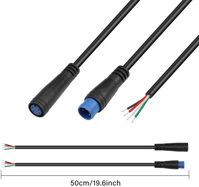 Alt view image 7 of 7 - M8 Male Female Paired Waterproof Connecting Cable 26AWG 4-Core Male Female Paired Sensor Power Cable for Bicycle Lights,Electric Skateboard Lights,Car Atmosphere Lights etc(19.6Inch)