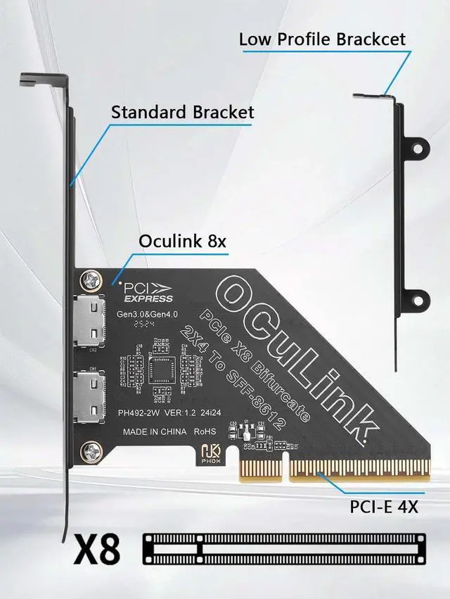 Alt view image 2 of 6 - PCIe X4 4.0 Oculink SFF8611&8612 Expansion Card External USB SSD External Graphics Card