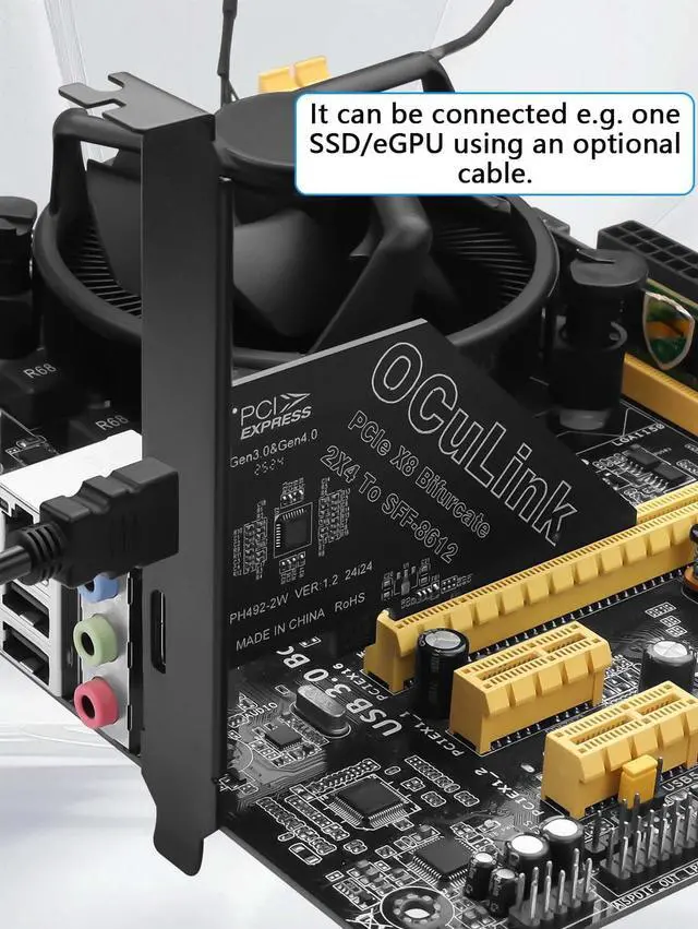 Alt view image 5 of 6 - PCIe X4 4.0 Oculink SFF8611&8612 Expansion Card External USB SSD External Graphics Card
