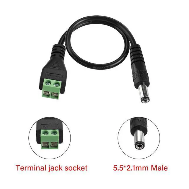 Alt view image 2 of 7 - 2PCS DC Power Cable 5.5X2.1mm DC Male Plug to Terminal Connector Jack Socket Adapter Power Cable 22AWG for CCTV Security Camera,DVR,LED Strip Light Etc (1x Terminal Screwdriver)