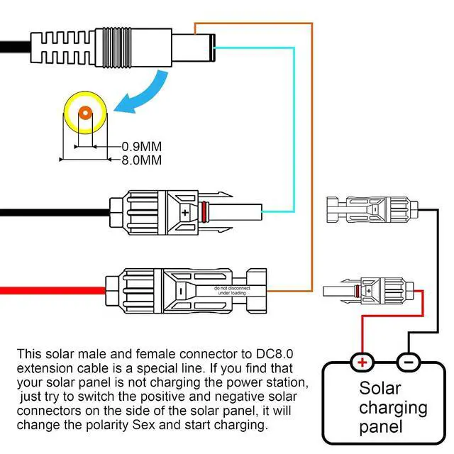 Alt view image 3 of 7 - Solar Panel Connector to DC 8mm Adapter Cable, 16 AWG DC 8mm Converter Connect for Power Station Solar Generators