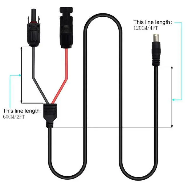Alt view image 7 of 7 - Solar Panel Connector to DC 8mm Adapter Cable, 16 AWG DC 8mm Converter Connect for Power Station Solar Generators