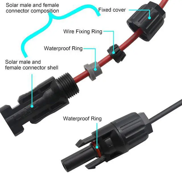 Alt view image 5 of 7 - Solar Panel Connector to DC 8mm Adapter Cable, 16 AWG DC 8mm Converter Connect for Power Station Solar Generators