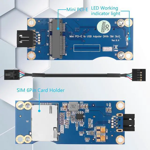 Alt view image 5 of 7 - Mini PCI-E WWAN/LTE Card to Motherboard USB 9-pin Adapter Mini PCIE 3G/4G Network Card to Motherboard USB 9-pin Test Converter with SIM Slot for WWAN/LTE Cards(Horizontal) (Horizontal)