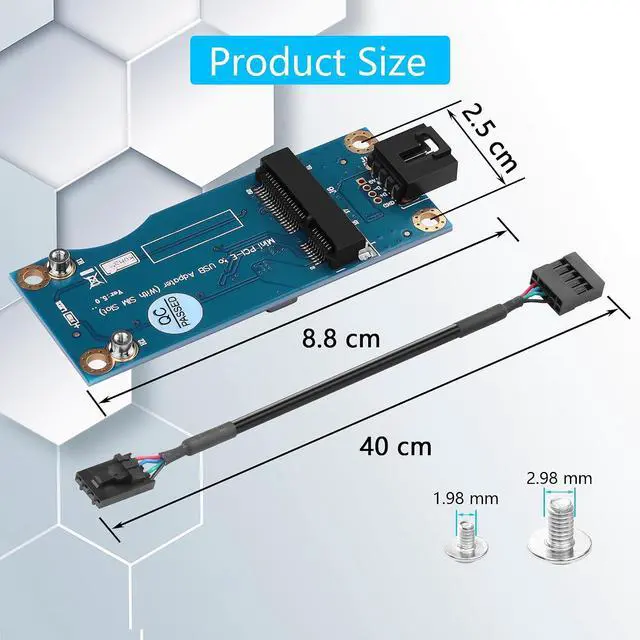 Alt view image 7 of 7 - Mini PCI-E WWAN/LTE Card to Motherboard USB 9-pin Adapter Mini PCIE 3G/4G Network Card to Motherboard USB 9-pin Test Converter with SIM Slot for WWAN/LTE Cards(Horizontal) (Horizontal)