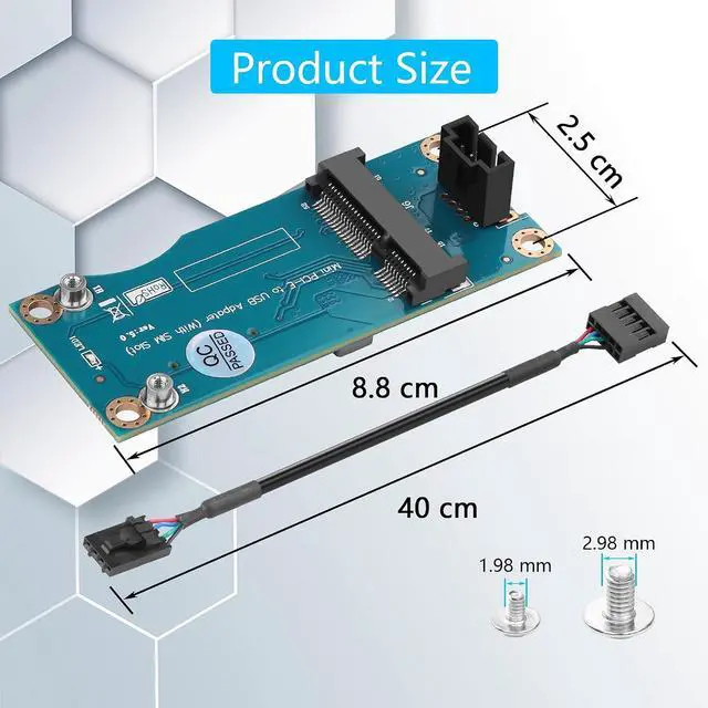 Alt view image 7 of 7 - Mini PCI-E WWAN/LTE Card to Motherboard USB 9-pin Adapter Mini PCIE 3G/4G Network Card to Motherboard USB 9-pin Test Converter with SIM Slot for WWAN/LTE Cards(Horizontal) (Vertical)