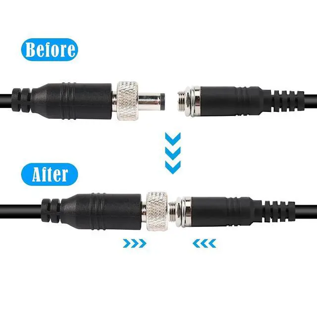 Alt view image 6 of 7 - 9.84 FT Anti-Dropout DC Power Pigtail Cable with Nut DC5.5mmx2.1mm Male Plug to Open Bare Wire Power Cord for Outdoor Security Camera, CCTV, DVR, etc