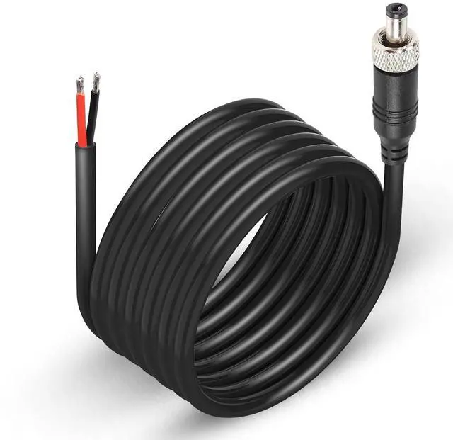 Main image of 9.84 FT Anti-Dropout DC Power Pigtail Cable with Nut DC5.5mmx2.1mm Male Plug to Open Bare Wire Power Cord for Outdoor Security Camera, CCTV, DVR, etc