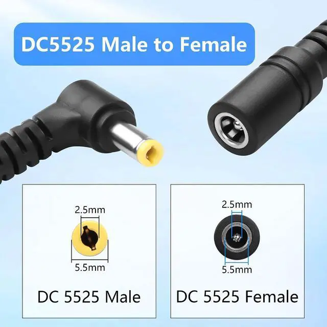 Alt view image 5 of 7 - 2PCS DC5525 Extension Cable for Security Camera,LED Strip Light Etc.(1m/3.2Ft) (2m/6.5ft)