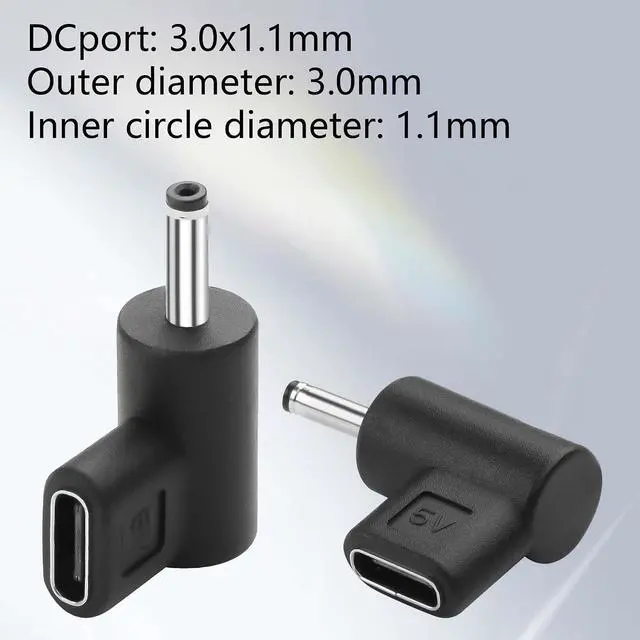 Alt view image 4 of 6 - 2PCS Type-C Female to DC5V Charging Adapter DC2.0 Short Version Female Type C to DC 2.0 Male Suitable for DC Interface Devices Such as Flashlights, etc; (DC3.0X1.1mm)