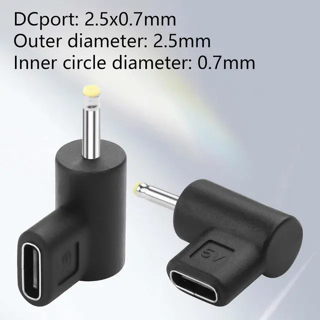 Alt view image 4 of 6 - 2PCS Type-C Female to DC5V Charging Adapter DC2.0 Short Version Female Type C to DC 2.0 Male Suitable for DC Interface Devices Such as Flashlights, etc; (DC2.5X0.7mm)