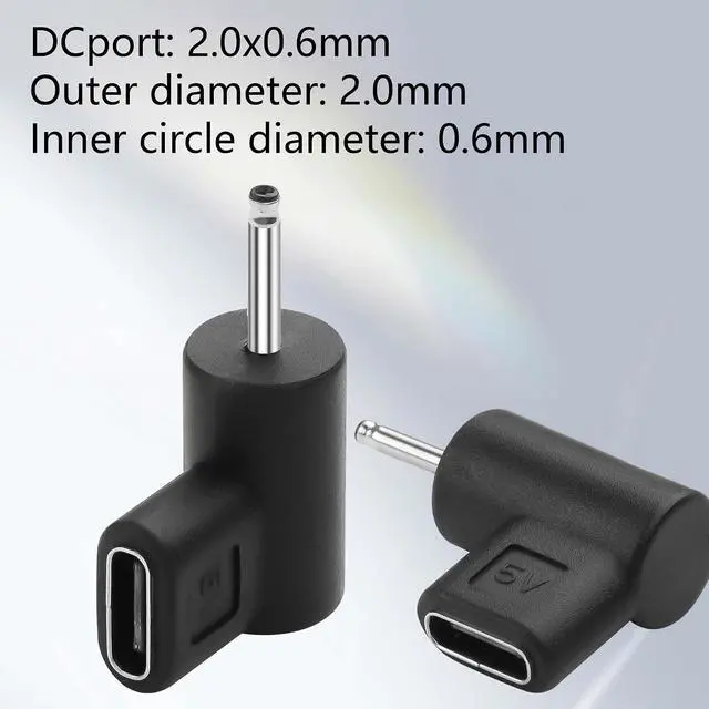 Alt view image 4 of 6 - 2PCS Type-C Female to DC5V Charging Adapter DC2.0 Short Version Female Type C to DC 2.0 Male Suitable for DC Interface Devices Such as Flashlights, etc; (DC2.0X0.6mm)
