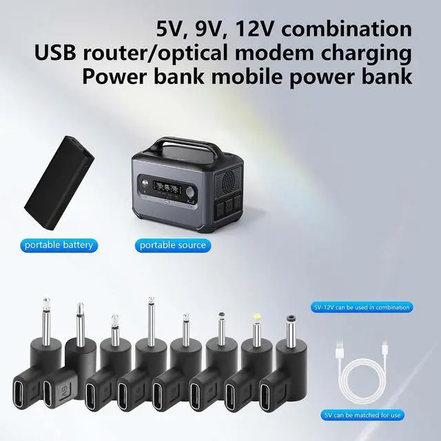 Alt view image 2 of 6 - 2PCS Type-C Female to DC5V Charging Adapter DC2.0 Short Version Female Type C to DC 2.0 Male Suitable for DC Interface Devices Such as Flashlights, etc; (2.5 Short Version)