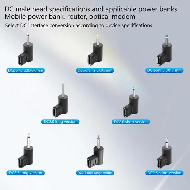 Alt view image 3 of 6 - 2PCS Type-C Female to DC5V Charging Adapter DC2.0 Short Version Female Type C to DC 2.0 Male Suitable for DC Interface Devices Such as Flashlights, etc; (2.5 Short Version)