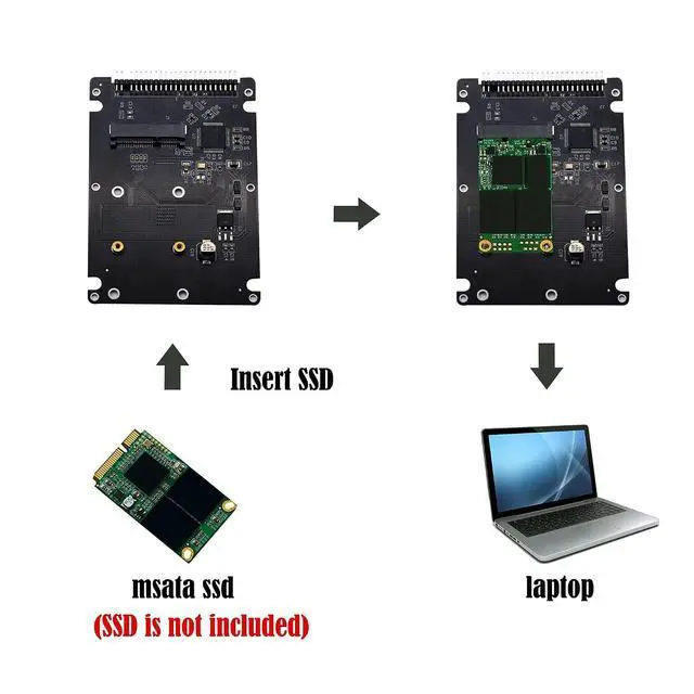 Alt view image 3 of 6 - MSATA Mini PCI-E SSD to 2.5 Inch IDE 44Pin Enclosure Adapter, Black for Notebook LaptopDesktop Computer and More