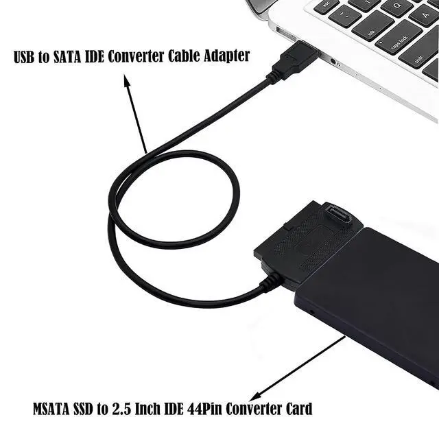 Alt view image 5 of 6 - MSATA Mini PCI-E SSD to 2.5 Inch IDE 44Pin Enclosure Adapter, Black for Notebook LaptopDesktop Computer and More