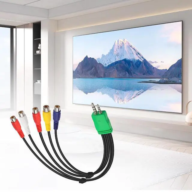 Alt view image 6 of 7 - 3.5mm+2.5mm to 5RCA Audio Video Adapter Cable 0.3m 3.5mm Male 2.5mm Male to 5 RCA Female Plug AV Component Adapter Cable for LED LCD TV0.65FT