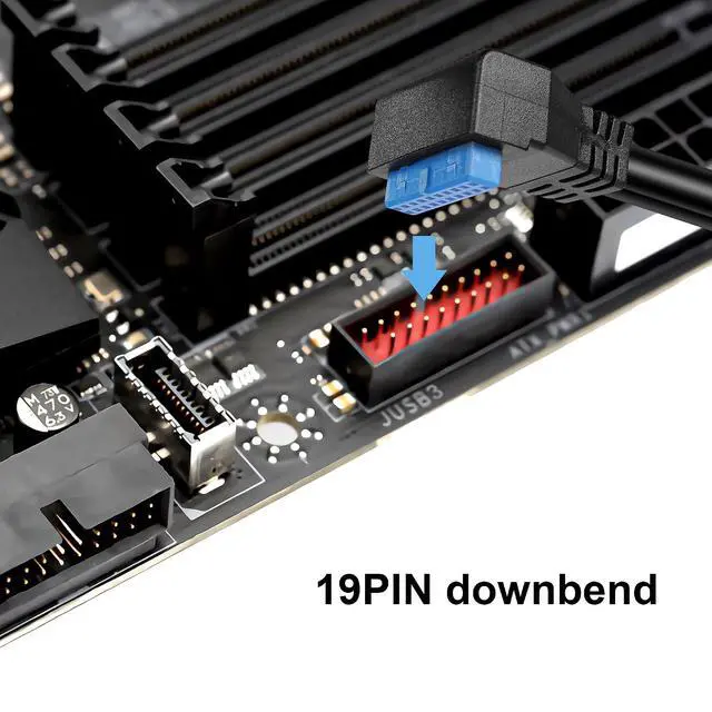 Alt view image 3 of 7 - Motherboard 19/20Pin to Dual USB3.0 Cable Motherboard 19/20Pin Right Angle Female to Dual USB3.0 Female Panel Mount Cable with Two Panel Mount Screws(19Inch) (up)