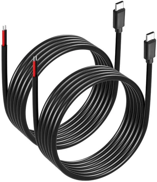 Main image of 2PCS USB C to 2-Pin Bare Wire Cable 5V/3A USB Type C Male Plug 2 Pin Bare Wire Open End Power Cable 78.78IN (2m/78.74in)