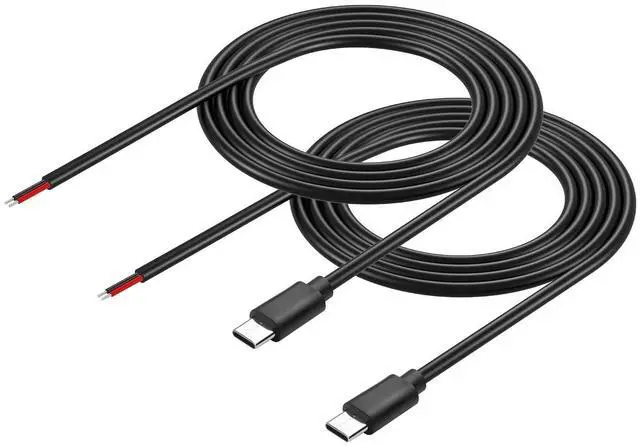 Main image of 2PCS USB C to 2-Pin Bare Wire Cable 5V/3A USB Type C Male Plug 2 Pin Bare Wire Open End Power Cable 78.78IN (1.5m/59.0in)