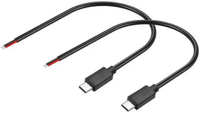 Main image of 2PCS USB C to 2-Pin Bare Wire Cable 5V/3A USB Type C Male Plug 2 Pin Bare Wire Open End Power Cable 78.78IN (0.3m/11.81in)