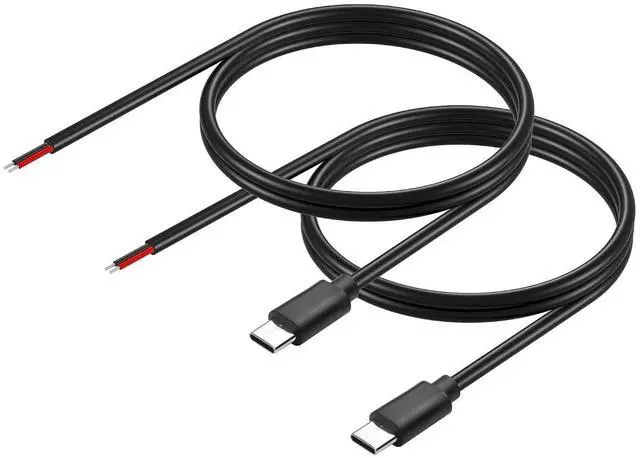 Main image of 2PCS USB C to 2-Pin Bare Wire Cable 5V/3A USB Type C Male Plug 2 Pin Bare Wire Open End Power Cable 78.78IN (1m/39.37in)