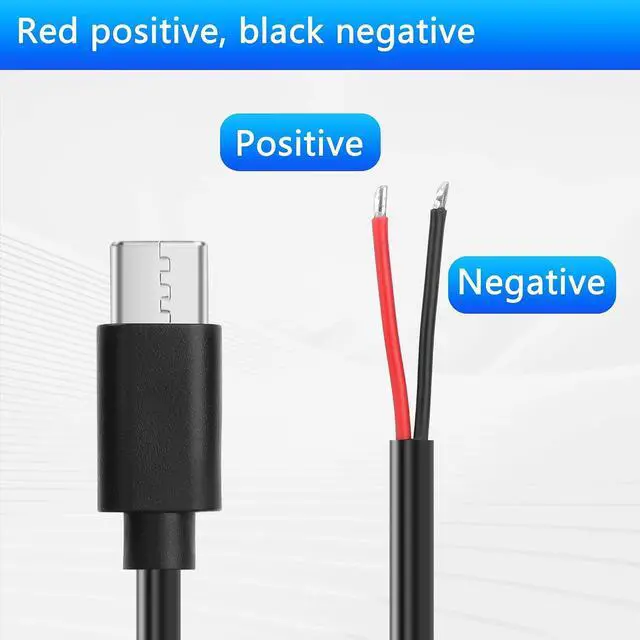 Alt view image 5 of 7 - 2PCS USB C to 2-Pin Bare Wire Cable 5V/3A USB Type C Male Plug 2 Pin Bare Wire Open End Power Cable 78.78IN (1.5m/59.0in)