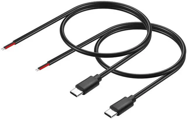 Main image of 2PCS USB C to 2-Pin Bare Wire Cable 5V/3A USB Type C Male Plug 2 Pin Bare Wire Open End Power Cable 78.78IN (0.5m/19.6in)