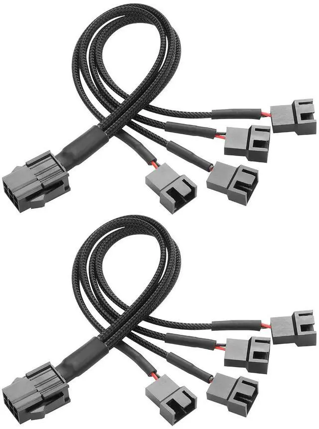 Main image of 2 Pcs Chassis Power Supply 6 Pin to 3/4 Pin Fan Cable 12V Chassis Power Supply 6 Pin Female to 5 x 2 Pin Male 1 to 5 Fan Cable for Chassis Cooling Fans(10.82 Inch) (1 to 4)