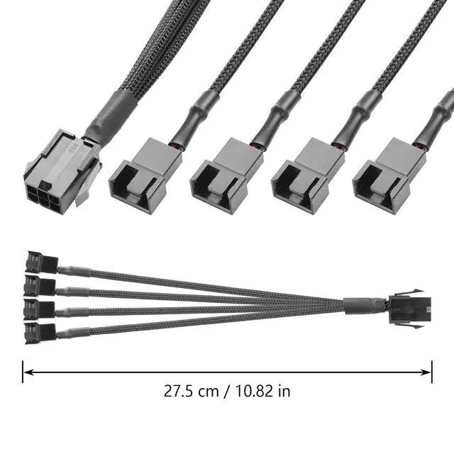 Alt view image 6 of 6 - 2 Pcs Chassis Power Supply 6 Pin to 3/4 Pin Fan Cable 12V Chassis Power Supply 6 Pin Female to 5 x 2 Pin Male 1 to 5 Fan Cable for Chassis Cooling Fans(10.82 Inch) (1 to 4)