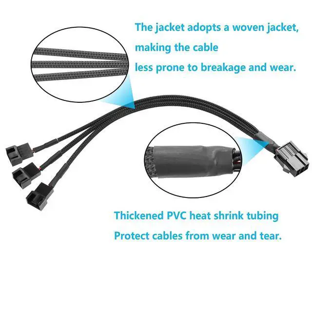 Alt view image 5 of 6 - 2 Pcs Chassis Power Supply 6 Pin to 3/4 Pin Fan Cable 12V Chassis Power Supply 6 Pin Female to 5 x 2 Pin Male 1 to 5 Fan Cable for Chassis Cooling Fans(10.82 Inch) (1 to 3)