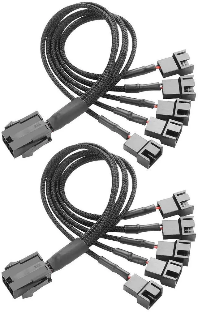 Main image of 2 Pcs Chassis Power Supply 6 Pin to 3/4 Pin Fan Cable 12V Chassis Power Supply 6 Pin Female to 5 x 2 Pin Male 1 to 5 Fan Cable for Chassis Cooling Fans(10.82 Inch) (1 to 5)