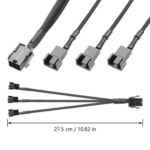 Alt view image 6 of 6 - 2 Pcs Chassis Power Supply 6 Pin to 3/4 Pin Fan Cable 12V Chassis Power Supply 6 Pin Female to 5 x 2 Pin Male 1 to 5 Fan Cable for Chassis Cooling Fans(10.82 Inch) (1 to 3)